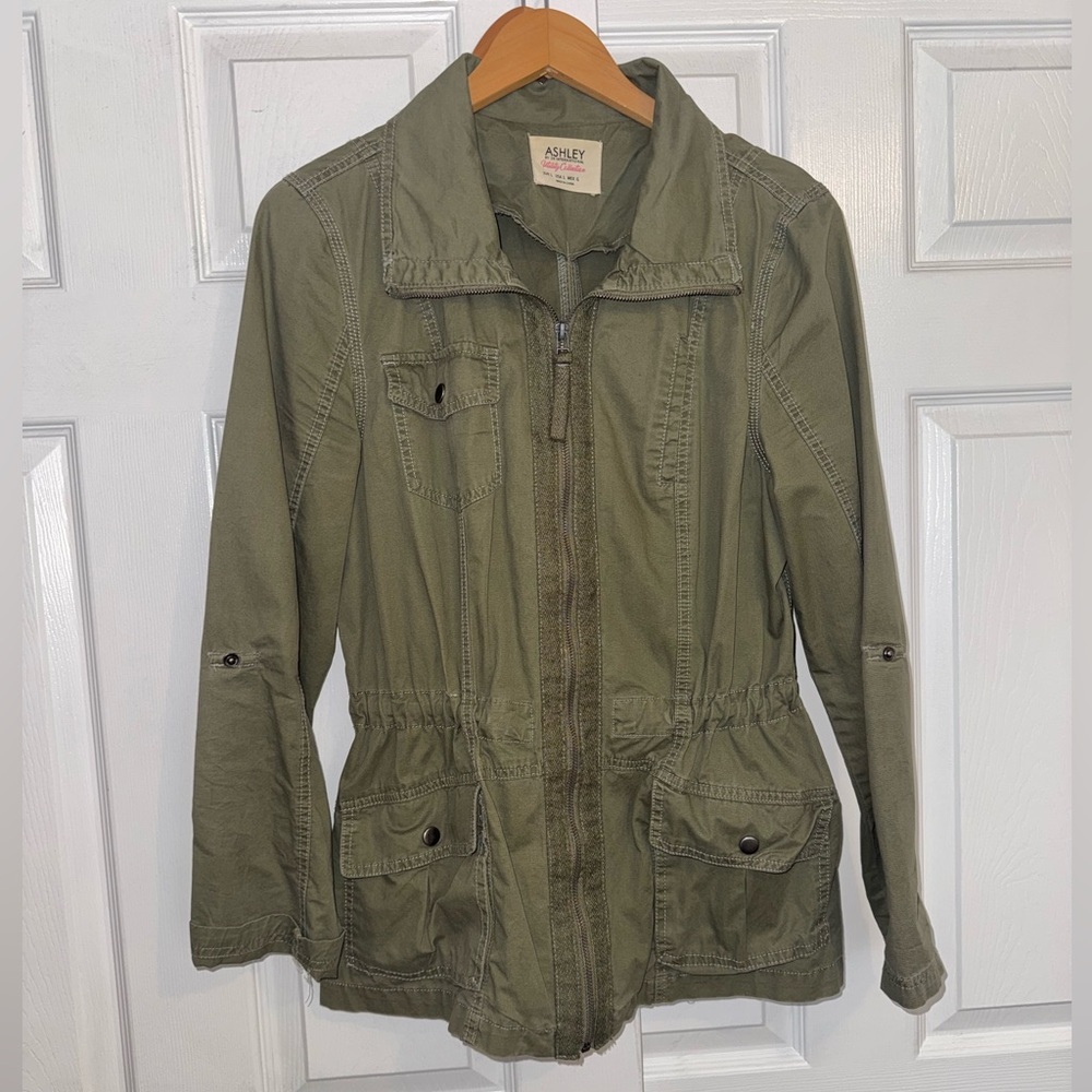 Ashley Utility Collection Cotton Anorak Jacket (Olive Green) - Picture 2 of 11